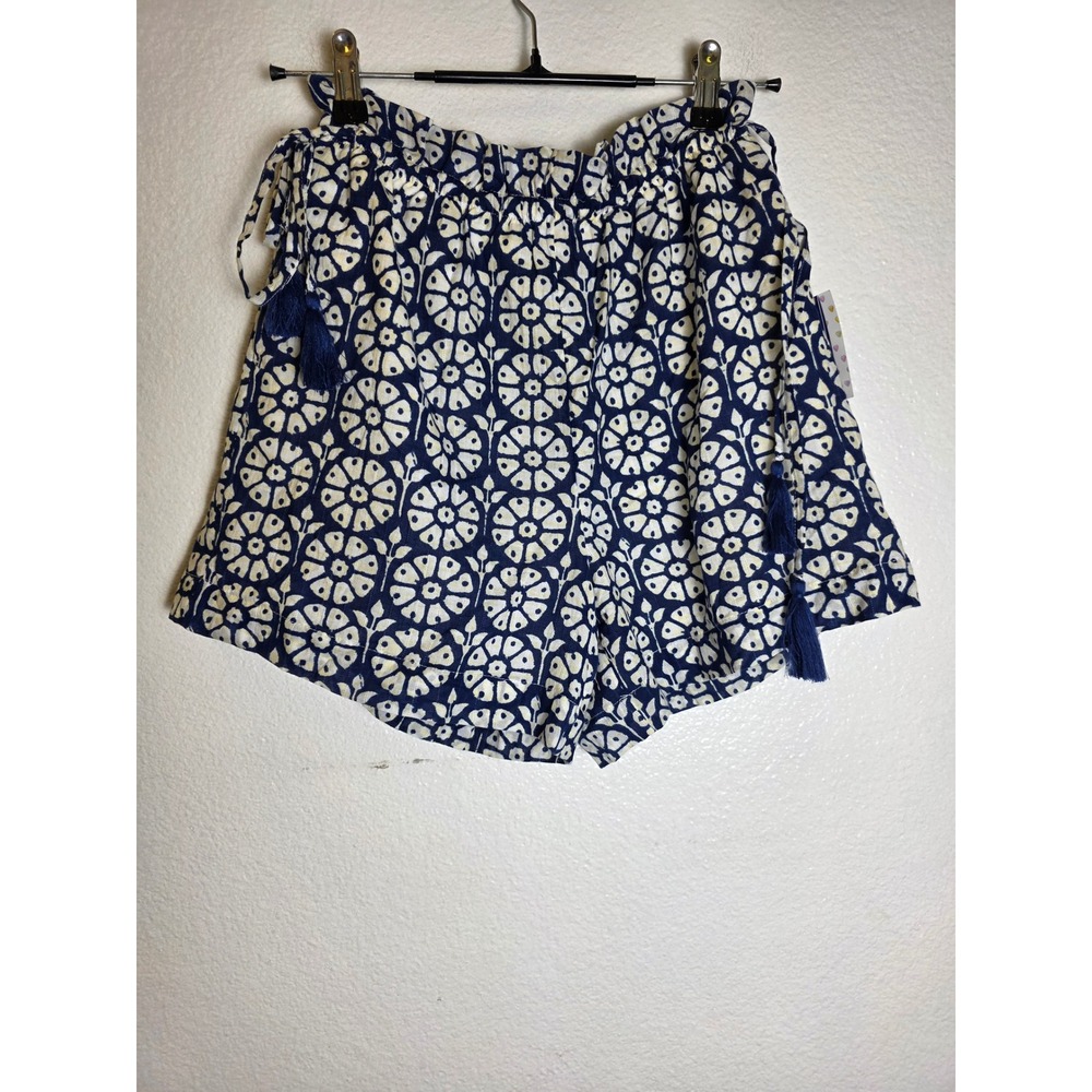 Roller Rabbit Target Navy Daisy Floral Tassel Shorts XS Paperbag Waist Cotton